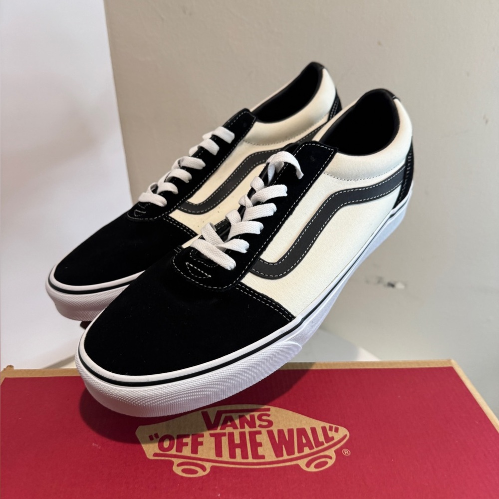 Vans Men's Ward Retro Marshmallow/Black Suede Canvas Skate Shoes size 13 new